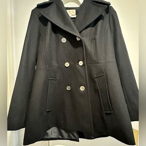 Michael Kors Black Double-Breasted Peacoat